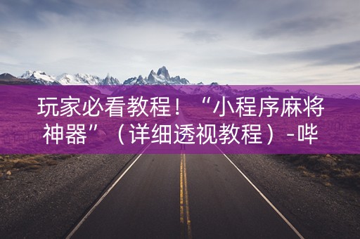 玩家必看教程！“小程序麻将神器”（详细透视教程）-哔哩哔哩