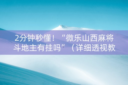 2分钟秒懂！“微乐山西麻将斗地主有挂吗”（详细透视教程）-哔哩哔哩