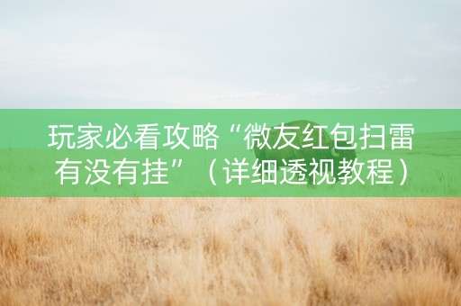 玩家必看攻略“微友红包扫雷有没有挂”（详细透视教程）-哔哩哔哩