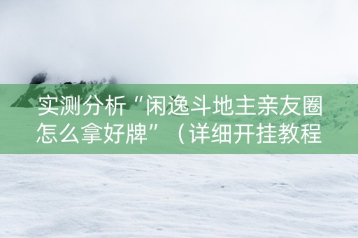 实测分析“闲逸斗地主亲友圈怎么拿好牌”（详细开挂教程）-哔哩哔哩