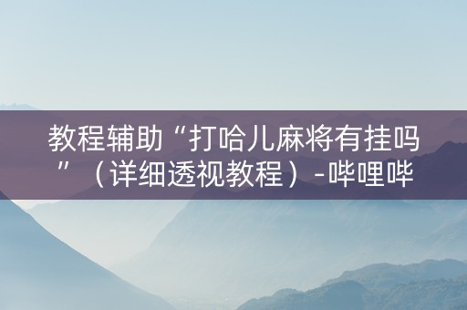 教程辅助“打哈儿麻将有挂吗”（详细透视教程）-哔哩哔哩