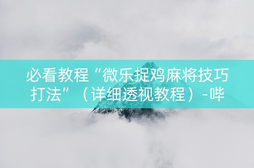 必看教程“微乐捉鸡麻将技巧打法”（详细透视教程）-哔哩哔哩