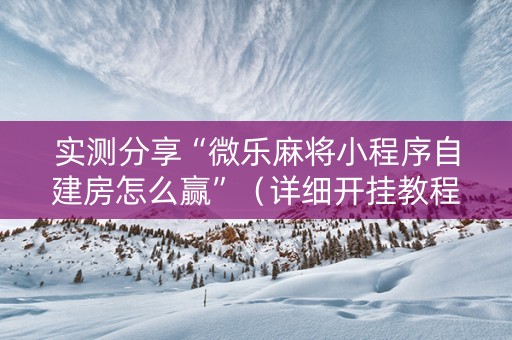 实测分享“微乐麻将小程序自建房怎么赢”（详细开挂教程）-哔哩哔哩