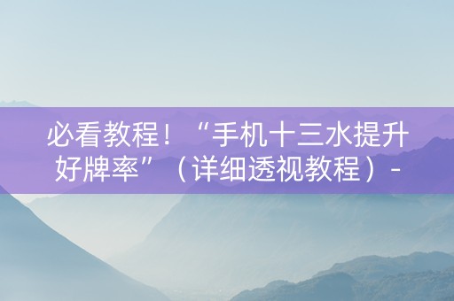 必看教程！“手机十三水提升好牌率”（详细透视教程）-哔哩哔哩