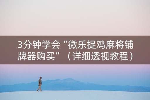 3分钟学会“微乐捉鸡麻将铺牌器购买”（详细透视教程）-哔哩哔哩