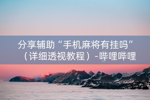 分享辅助“手机麻将有挂吗”（详细透视教程）-哔哩哔哩
