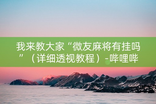 我来教大家“微友麻将有挂吗”（详细透视教程）-哔哩哔哩