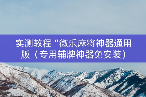 实测教程“微乐麻将神器通用版（专用辅牌神器免安装）