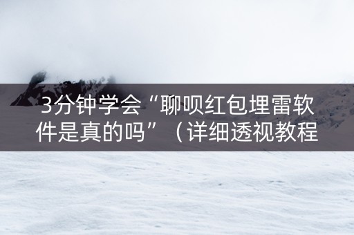 3分钟学会“聊呗红包埋雷软件是真的吗”（详细透视教程）-哔哩哔哩