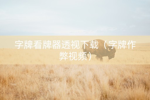 字牌看牌器透视下载（字牌作弊视频）