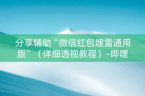 分享辅助“微信红包埋雷通用版”（详细透视教程）-哔哩哔哩
