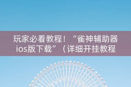 玩家必看教程！“雀神辅助器ios版下载”（详细开挂教程）-哔哩哔哩