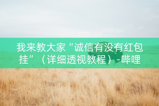 我来教大家“诚信有没有红包挂”（详细透视教程）-哔哩哔哩