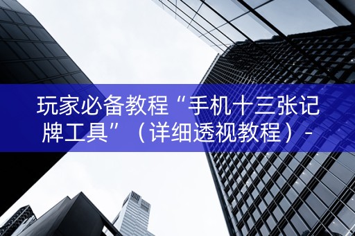 玩家必备教程“手机十三张记牌工具”（详细透视教程）-哔哩哔哩