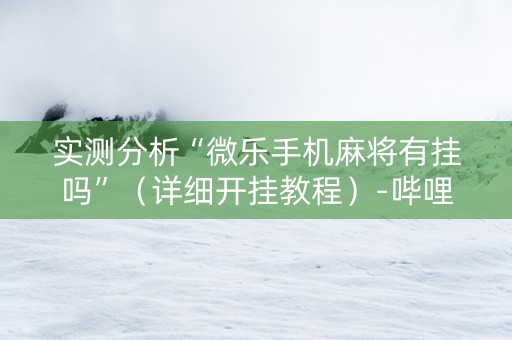 实测分析“微乐手机麻将有挂吗”（详细开挂教程）-哔哩哔哩