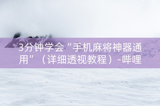 3分钟学会“手机麻将神器通用”（详细透视教程）-哔哩哔哩