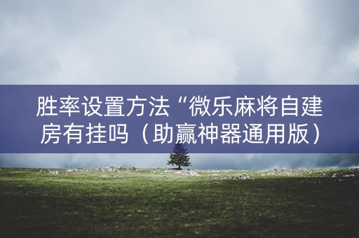 胜率设置方法“微乐麻将自建房有挂吗（助赢神器通用版）