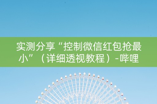 实测分享“控制微信红包抢最小”（详细透视教程）-哔哩哔哩