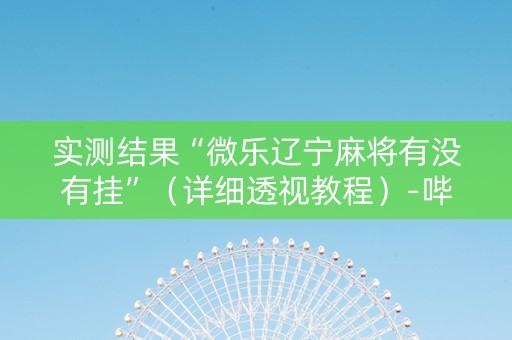 实测结果“微乐辽宁麻将有没有挂”（详细透视教程）-哔哩哔哩