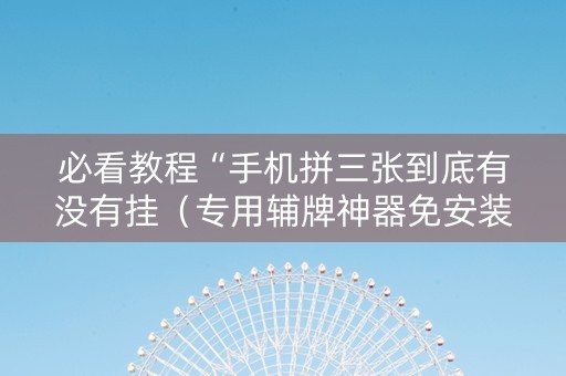 必看教程“手机拼三张到底有没有挂（专用辅牌神器免安装）