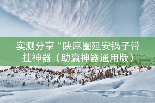 实测分享“陕麻圈延安锅子带挂神器（助赢神器通用版）