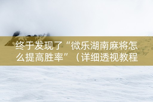 终于发现了“微乐湖南麻将怎么提高胜率”（详细透视教程）-哔哩哔哩