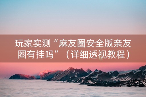 玩家实测“麻友圈安全版亲友圈有挂吗”（详细透视教程）-哔哩哔哩