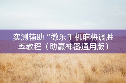实测辅助“微乐手机麻将调胜率教程（助赢神器通用版）