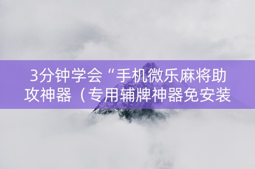 3分钟学会“手机微乐麻将助攻神器（专用辅牌神器免安装）