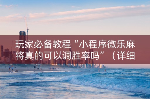 玩家必备教程“小程序微乐麻将真的可以调胜率吗”（详细透视教程）-哔哩哔哩