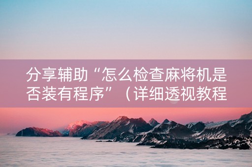 分享辅助“怎么检查麻将机是否装有程序”（详细透视教程）-哔哩哔哩