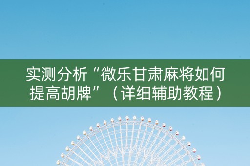 实测分析“微乐甘肃麻将如何提高胡牌”（详细辅助教程）-哔哩哔哩