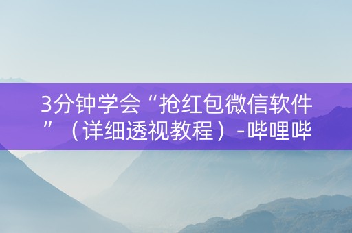 3分钟学会“抢红包微信软件”（详细透视教程）-哔哩哔哩