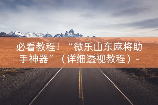 必看教程！“微乐山东麻将助手神器”（详细透视教程）-哔哩哔哩