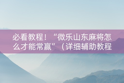 必看教程！“微乐山东麻将怎么才能常赢”（详细辅助教程）-哔哩哔哩