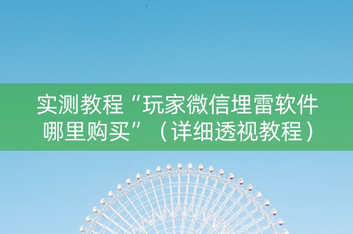 实测教程“玩家微信埋雷软件哪里购买”（详细透视教程）-哔哩哔哩