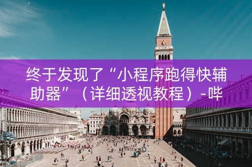 终于发现了“小程序跑得快辅助器”（详细透视教程）-哔哩哔哩