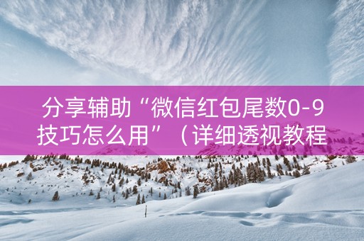 分享辅助“微信红包尾数0-9技巧怎么用”（详细透视教程）-哔哩哔哩