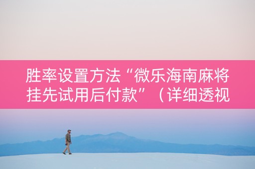 胜率设置方法“微乐海南麻将挂先试用后付款”（详细透视教程）-哔哩哔哩