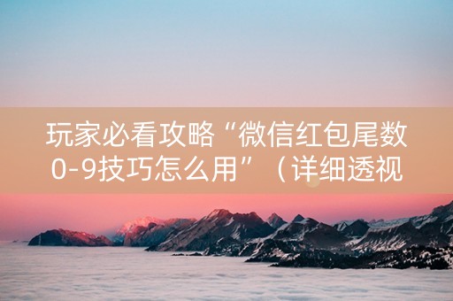 玩家必看攻略“微信红包尾数0-9技巧怎么用”（详细透视教程）-哔哩哔哩