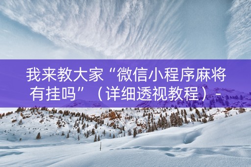 我来教大家“微信小程序麻将有挂吗”（详细透视教程）-哔哩哔哩