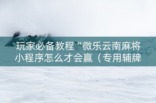 玩家必备教程“微乐云南麻将小程序怎么才会赢（专用辅牌神器免安装）