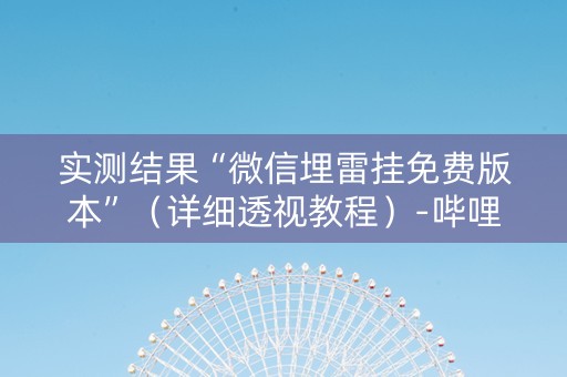 实测结果“微信埋雷挂免费版本”（详细透视教程）-哔哩哔哩