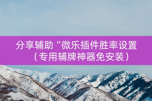 分享辅助“微乐插件胜率设置（专用辅牌神器免安装）