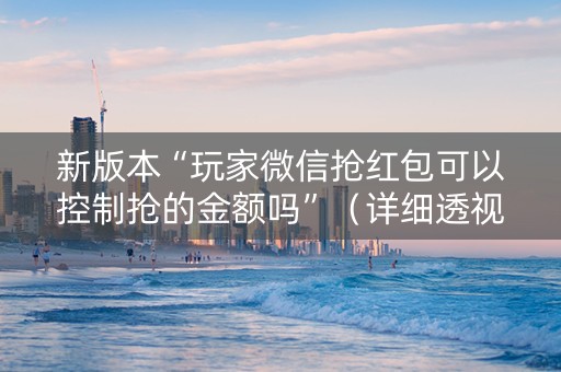 新版本“玩家微信抢红包可以控制抢的金额吗”（详细透视教程）-哔哩哔哩