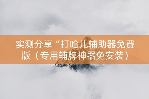 实测分享“打哈儿辅助器免费版（专用辅牌神器免安装）