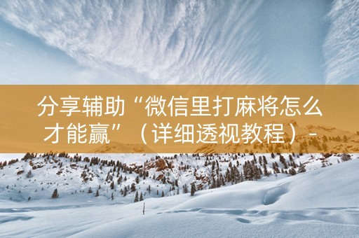 分享辅助“微信里打麻将怎么才能赢”（详细透视教程）-哔哩哔哩