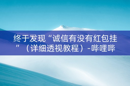 终于发现“诚信有没有红包挂”（详细透视教程）-哔哩哔哩