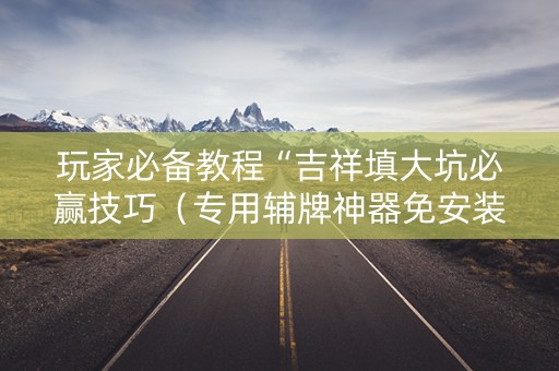 玩家必备教程“吉祥填大坑必赢技巧（专用辅牌神器免安装）