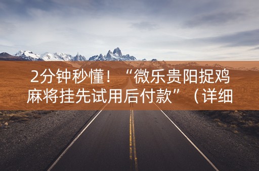 2分钟秒懂！“微乐贵阳捉鸡麻将挂先试用后付款”（详细开挂教程）-哔哩哔哩